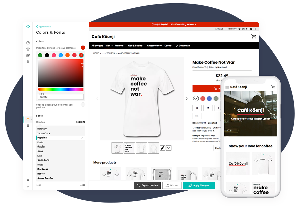 Free printondemand shop system for your brand