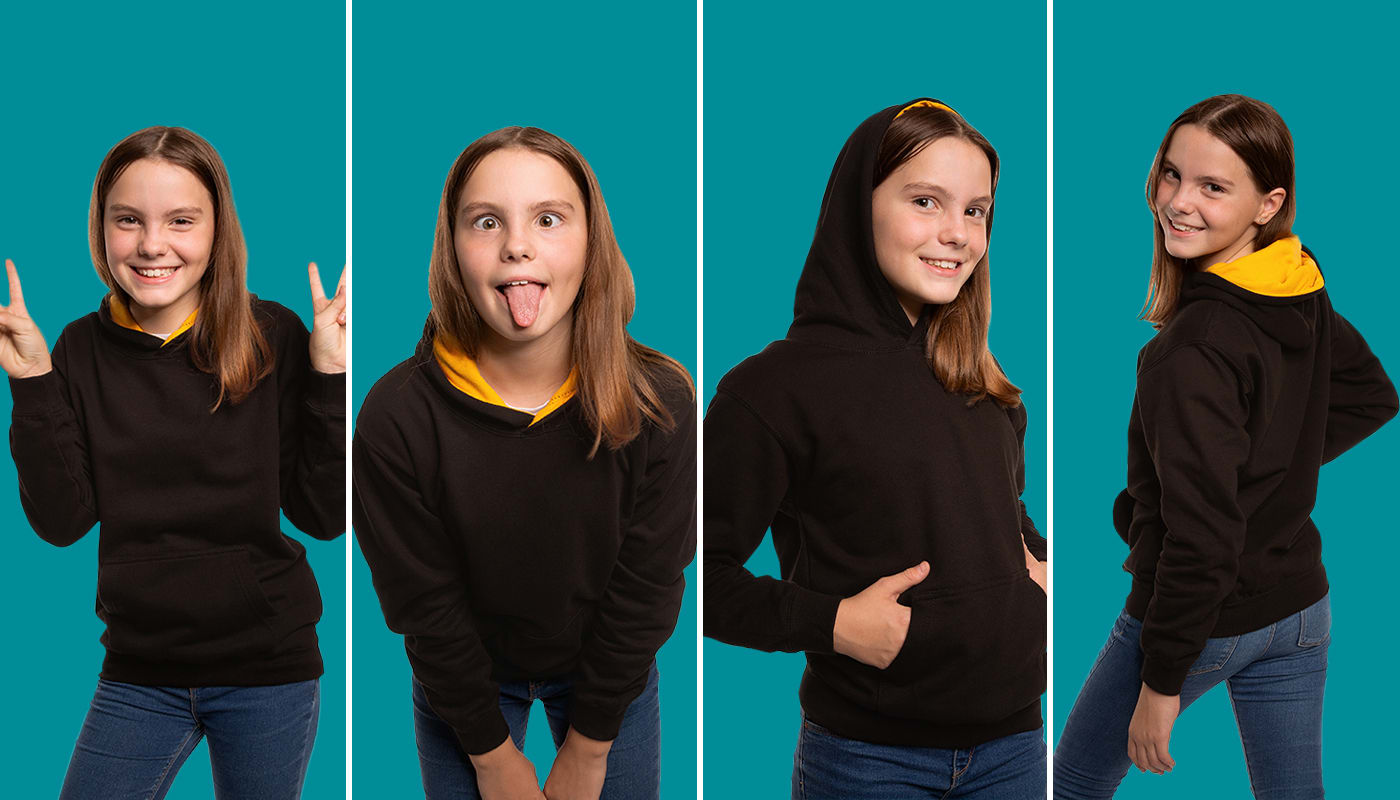 NEU: Kontrast-Hoodie für Kinder und Teenager